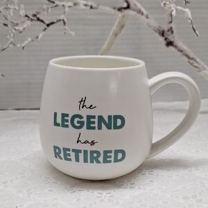 🛍2/$15🛍 #ABJ White Mug with Blue Text  The Legend Has Retired